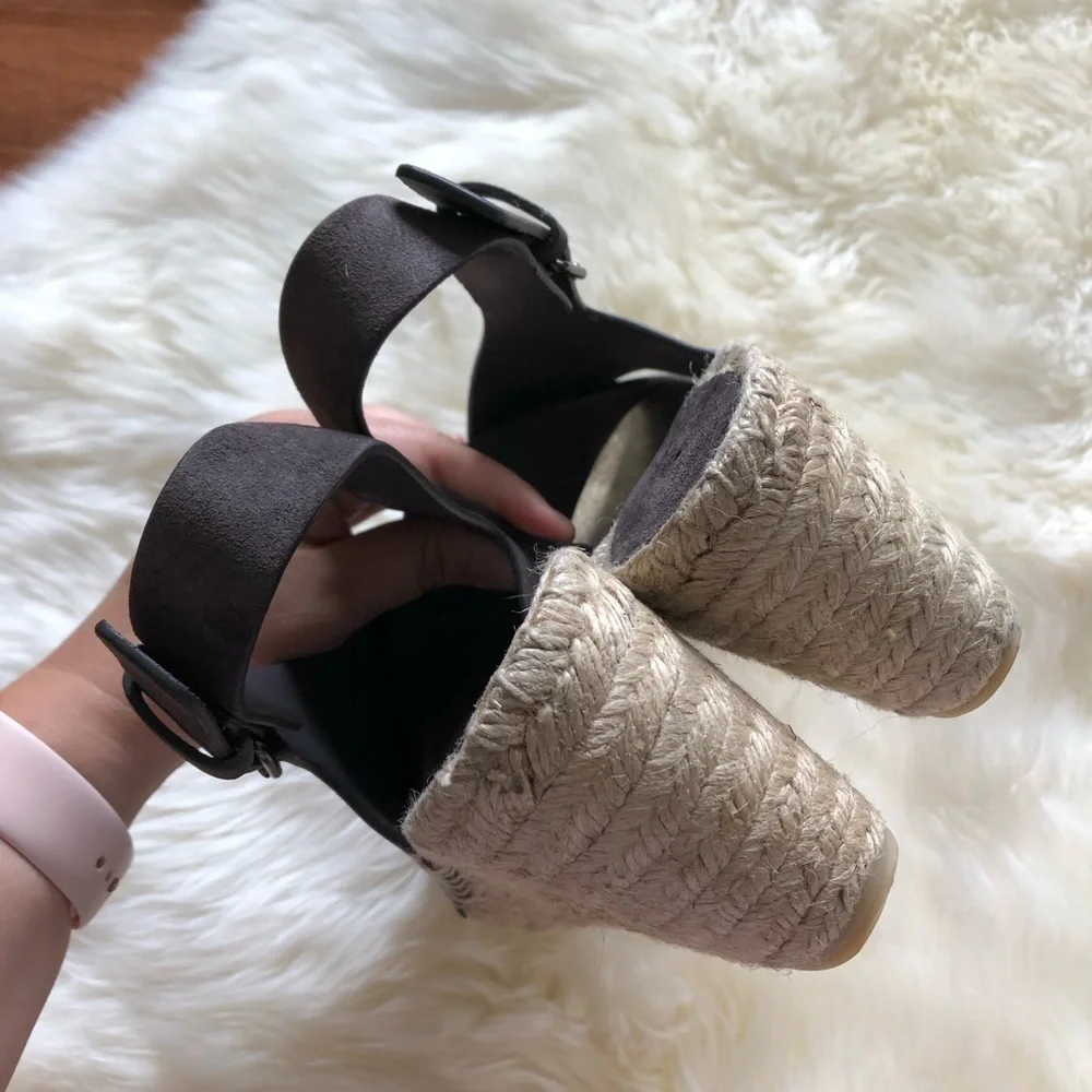 Vince Sabrina Espadrille Brown Suede Wedge Sandal